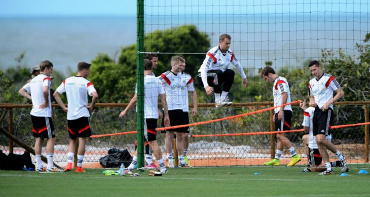 Jogadores da Alemanha treinam na Bahia. Foto: DFB/divulgação.