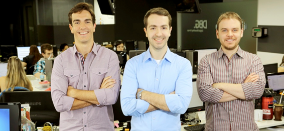 Gustavo Bacchin, Thiago Bacchin e Tomás Trojan, sócios da Cadastra. Foto: Divulgação.