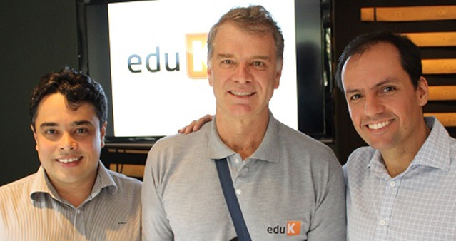 Robson Catalan, Bernardinho e Eduardo Lima, sócios da EduK. Foto: Divulgação.