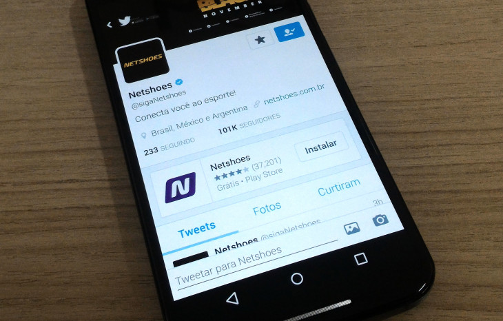 A Netshoes é a primeira varejista brasileira a utilizar o Twitter App Spotlight. Foto: Baguete.