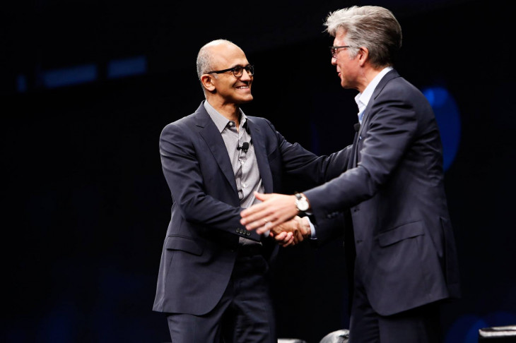 Satya Nadella, CEO da Microsoft, e Bill McDermott, CEO da SAP. Foto: SAP.