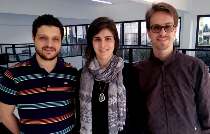Gustavo Zanette, Thaís Serafini e Marcos Berghahn, sócios da Shoptutor. Foto: Divulgação.
