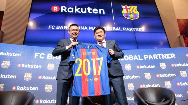 O Barcelona assinou um contrato de € 220 milhões com a japonesa Rakuten. Foto: Divulgação.