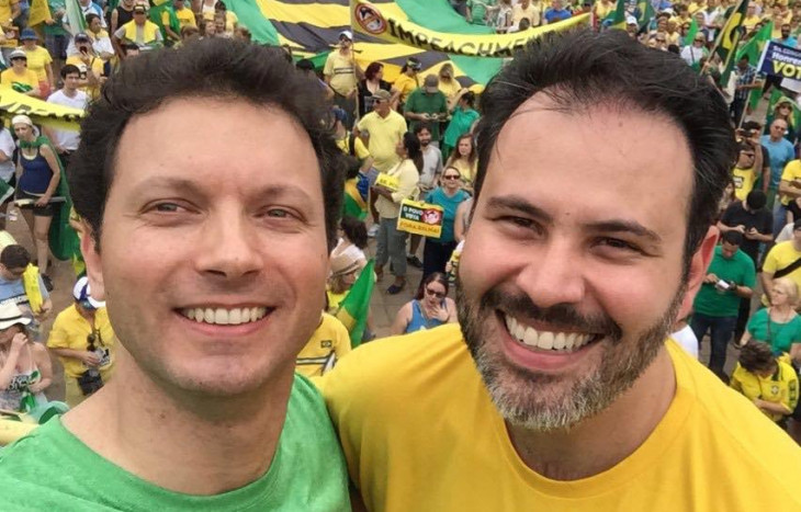 Nelson Marchezan e Ricardo Gomes, durante um dos protestos pedindo o impeachment.