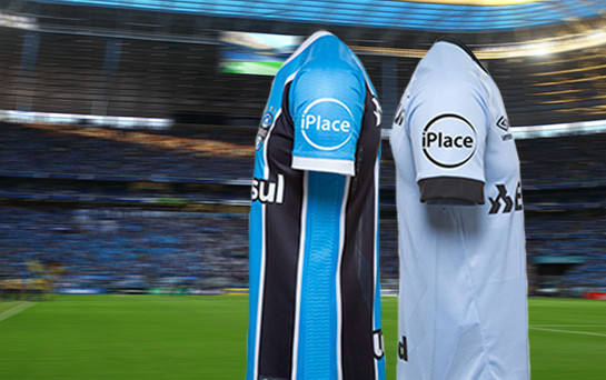 O Grêmio vai estrear a camisa com o logo da iPlace na partida do dia 24/07. Foto: Divulgação.
