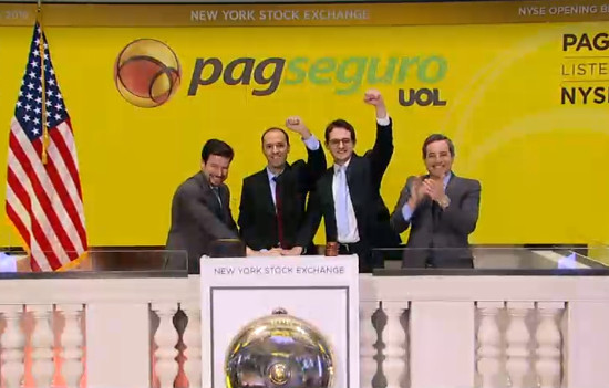 O PagSeguro levantou US$ 2,7 bilhões com sua oferta pública de ações (IPO). Foto: Reprodução/NYSE.