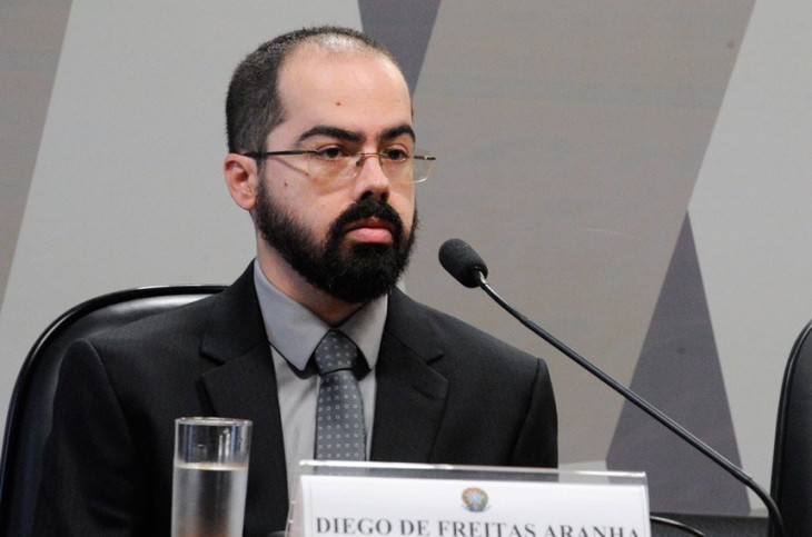 Diego Aranha, durante fala no Senado. Foto: Edilson Rodrigues/Agência Senado