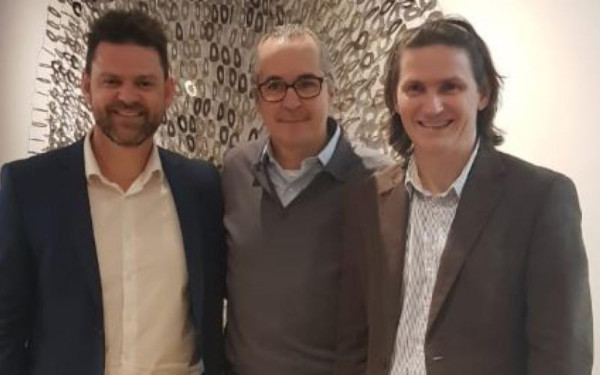 Everton Gubert (Agriness), Luiz Pretti (Cargill) e Elton Gubert (Agriness). Foto: Divulgação.