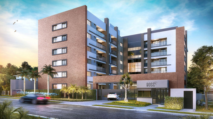 A Bosc Eco Residence, em Curitiba, é a primeira obra da Piemonte a contar com o uso do Mobuss Construção. Imagem: Divulgação.