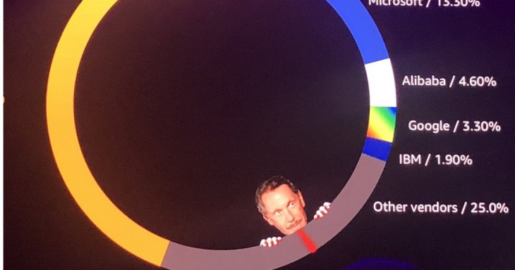 Gráfico de pizza veio com cutucada em Larry Ellison. Foto: @TechMarketView