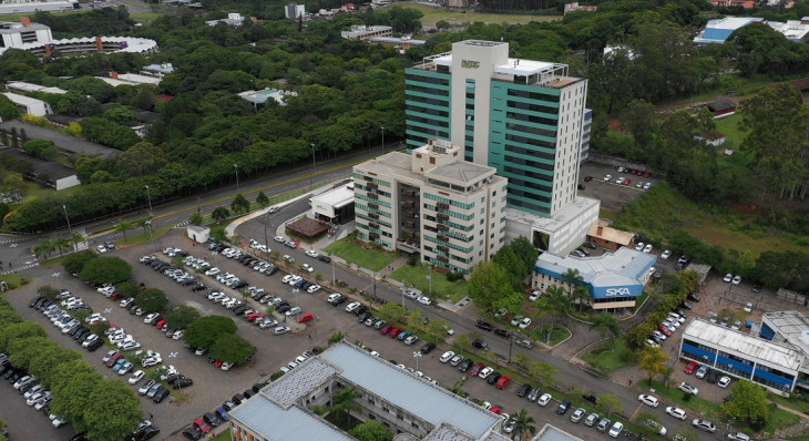 Visão aérea do novo prédio no Tecnosinos.