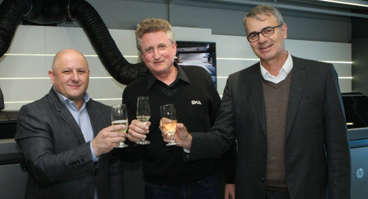Jeferson Stutz (Markforged), Siegfried Koelln (SKA) e Claudio Raupp (HP Brasil)