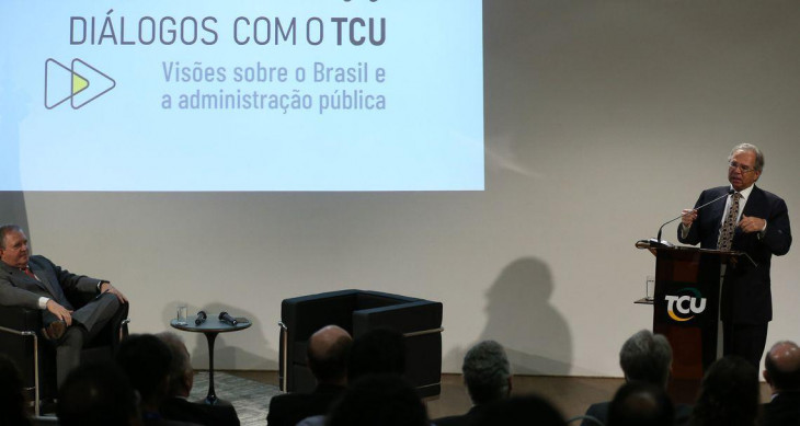 Paulo Guedes, durante uma palestra no TCU. Foto: José Cruz/Agência Brasil