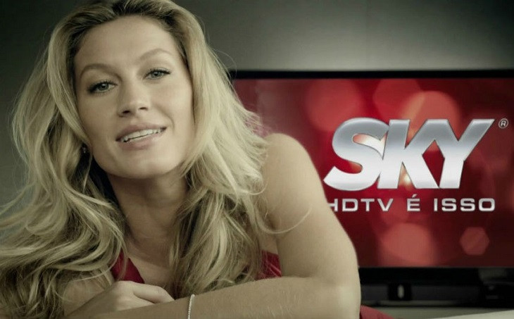 Gisele Bündchen é a atual garota propaganda da SKY. Foto: Divulgação.