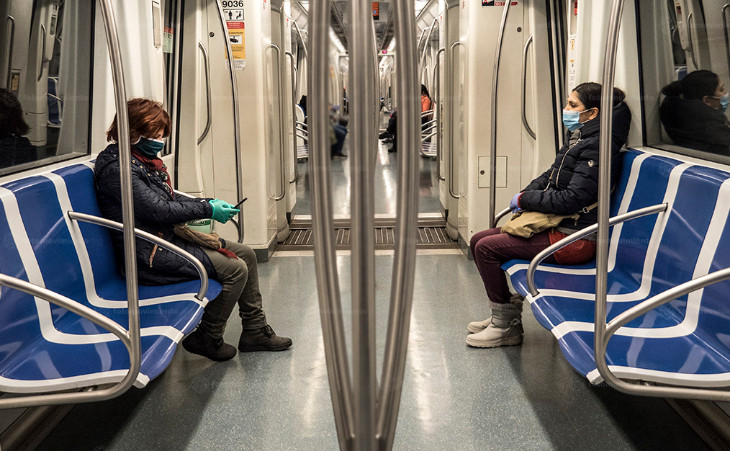 Nos transportes públicos, a queda foi de 62% na média nacional. Foto: Fotomovimiento.