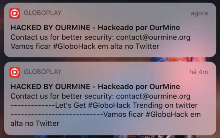 Hackers enviaram mensagens para a base de usuários do Globoplay.