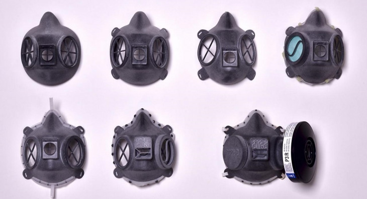 Máscaras para uso médico impressas utilizando tecnologia da HP. Foto: HP.