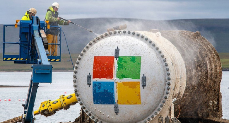 Data center aquático da Microsoft: lavou, tá novo. Foto: Microsoft.