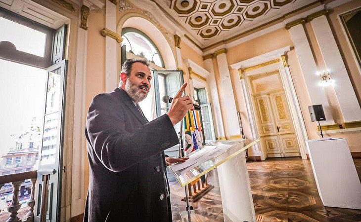 Ricardo Gomes, durante um evento na prefeitura. Foto: Mateus Raugust/PMPA.
