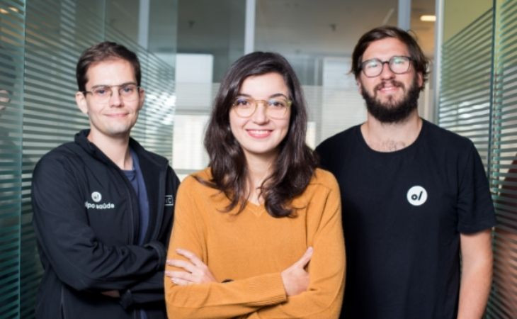 Da esquerda para a direita: Vinicius Corrêa, Manoela Mitchell e Thiago Torres, cofundadores da Pipo Saúde. Foto: divugação