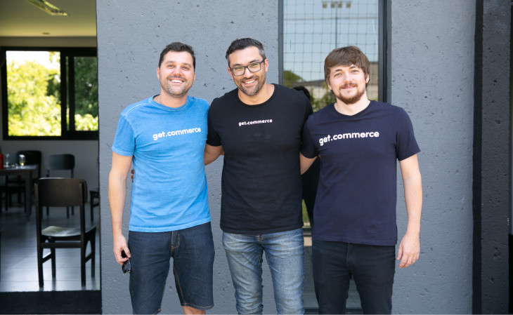 José Augusto Arnuti Aita, Daniel João e Nathan Leidemer, fundadores da Get Commerce. Foto: divulgação.