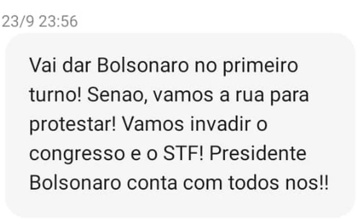 Mensagem foi disparada na sexta. Foto: Reprodução
