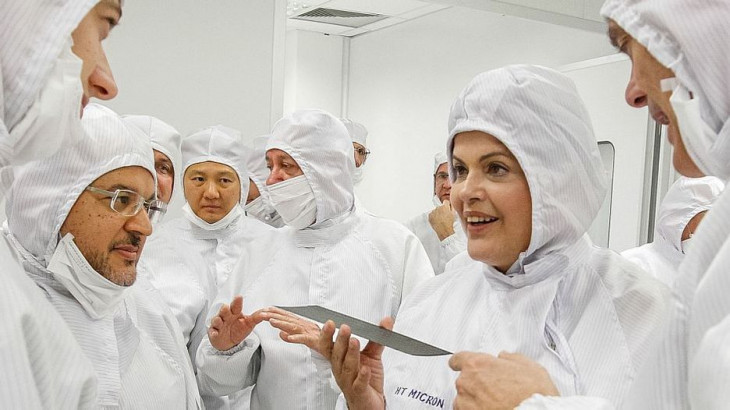 Dilma Rousseff, durante a inauguração da HT Micron em 2014. Foto: Roberto Stuckert Filho/PR