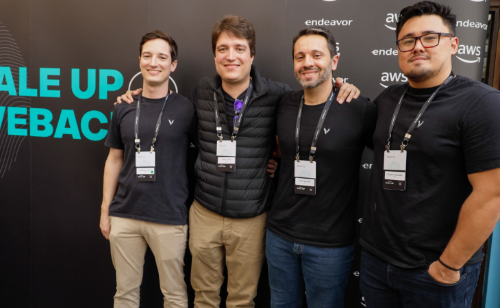 Matheus Flores (CEO), Gabriel Flores (CFO), David Stanquini (CPO), Gustavo Tamanaka (CTO), fundadores da Visio.AI (Foto: Divulgação)