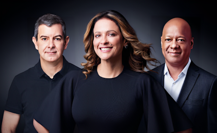 Ricardo Guerra, Alaine Charchat e Joel Santiago (Foto: Forbes/Reprodução)