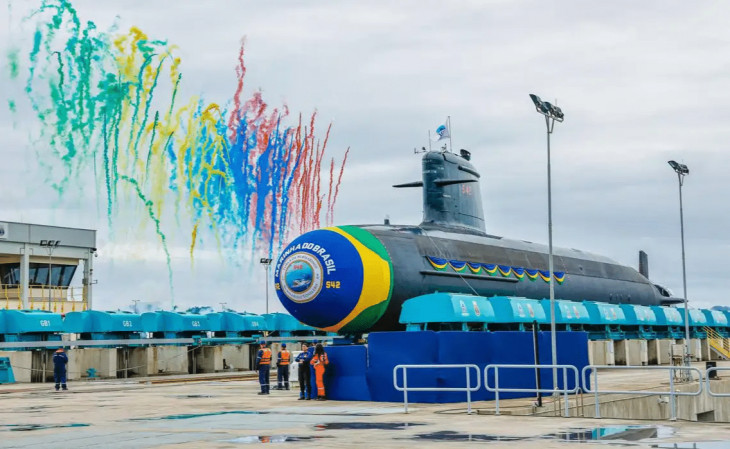 Submarino construído com a participação da Nuclep. Foto: Ricardo Stuckert/Agência Brasil.
