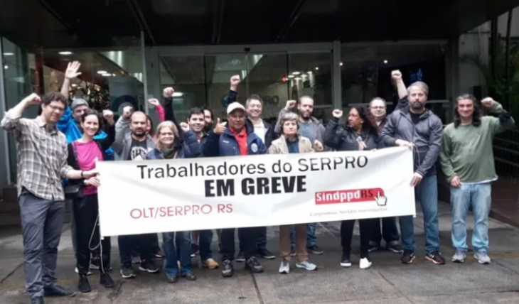 Funcionários do Serpro na última greve. Foto: Sindpd-RS.