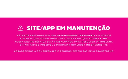 Aviso estampado no site da Marisa. Foto: reprodução.