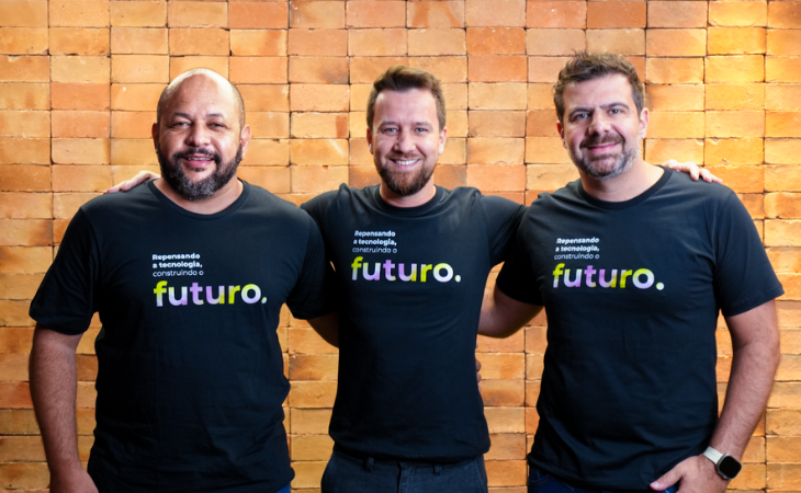 Ricardo Ferreira (Dedé), CEO da Rethink; Leonardo Barros, CEO da Framework e André Dib, VP de Estratégia Framework - Crédito: Divulgação