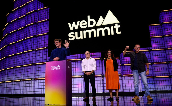 Paddy Cosgrave, CEO e fundador do Web Summit, com autoridades brasileiras. Foto: Ramsey Cardy/divulgação.