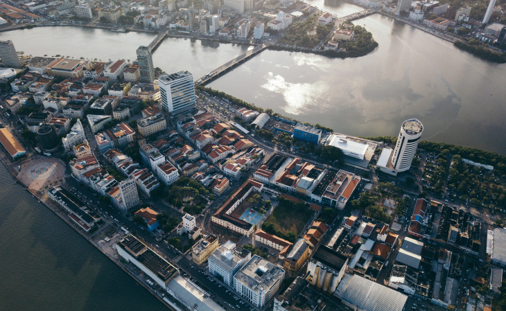 Foto aérea onde está situado o Porto Digital - Foto site Porto Digital