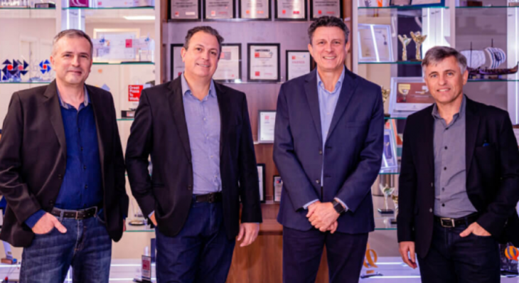 Diretores da Cigam: Luís Rogério Dupont (Produto e Suporte), Cleiton Ivan Klein (Administrativo), Robinson Oscar Klein (CEO) e Vanderlei André Reinhart (Operações).