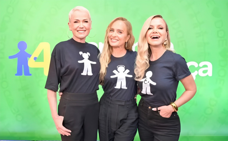 Xuxa, Ang&eacute;lica e Eliana apresentaram o programa em 2025. Foto: divulga&ccedil;&atilde;o.